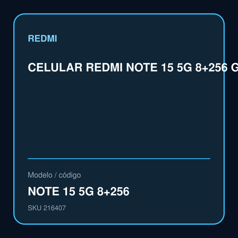 Smartphone Redmi Note 15 5G Negro 8GB 256GB vista frontal y posterior oficial