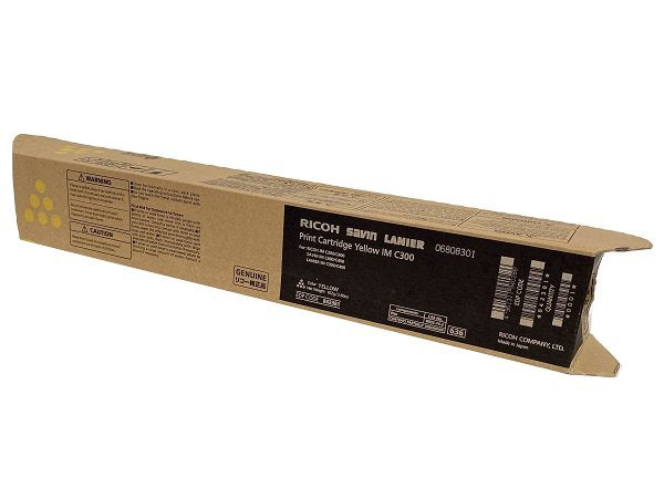 Ricoh IM C300 842381 tóner original amarillo, vista frontal