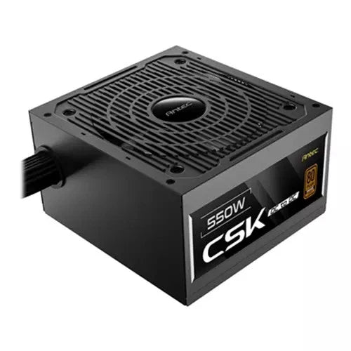 FUENTE DE ALIMENTACIÓN ATX 550 W ANTEC CSK550DC 80 PLUS BRONZE CON VENTILADOR SILENCIOSO DE 120 MM Y CABLES PLANOS NEGROS — IDEAL PARA TU PC GAMER O DE OFICINA
