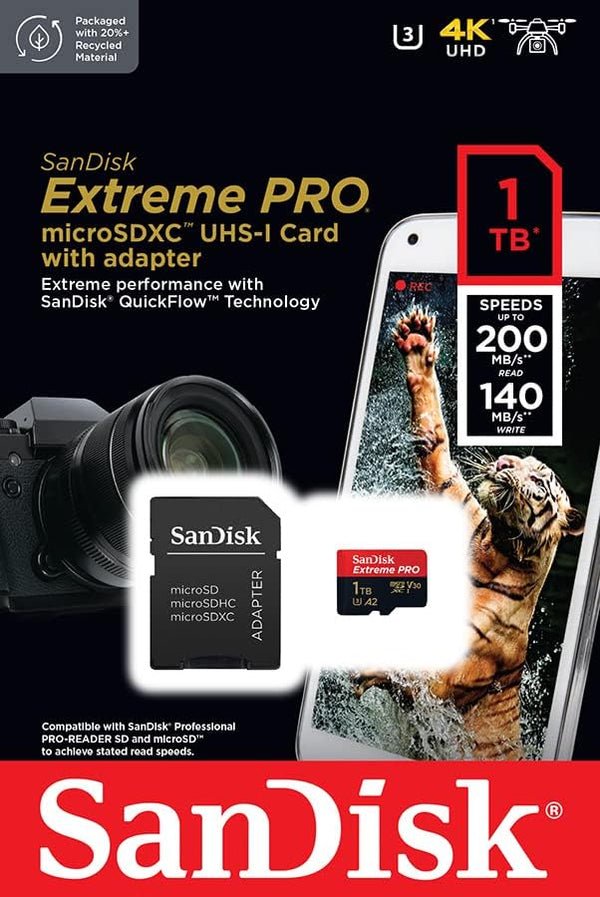 SANDISK EXTREME PRO - TARJETA DE MEMORIA FLASH (ADAPTADOR MICROSDXC A SD INCLUIDO) - 1 TB