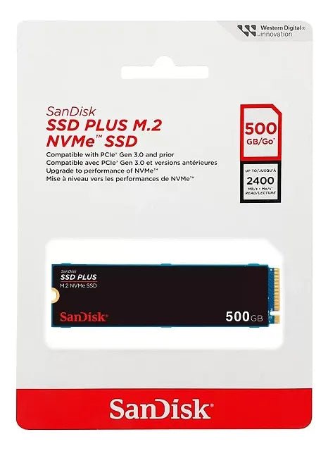 SanDisk SSD PLUS M.2 NVMe 500GB – PCIe Gen3 x4, hasta 2400MB/s, Formato 2280, Alta Velocidad y Rendimiento para PC y Laptop SDSSDA3N-500G-G26 - SMART BUSINESS
