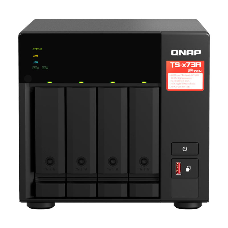 Servidor NAS QNAP TS-473A, AMD Ryzen V1500B/2.2GHz, 8GB DDR4 SODIMM, Bahias: 4 x 3.5" SATA - SMART BUSINESS