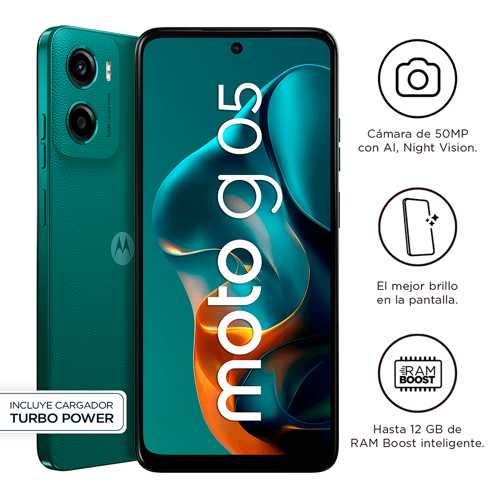SMARTPHONE MOTOROLA MOTO G05, PANTALLA: 6.7"/LCD/HD+/90HZ, SO: ANDROID 15, COLOR VERDE XT2523-2-3 - SMART BUSINESS