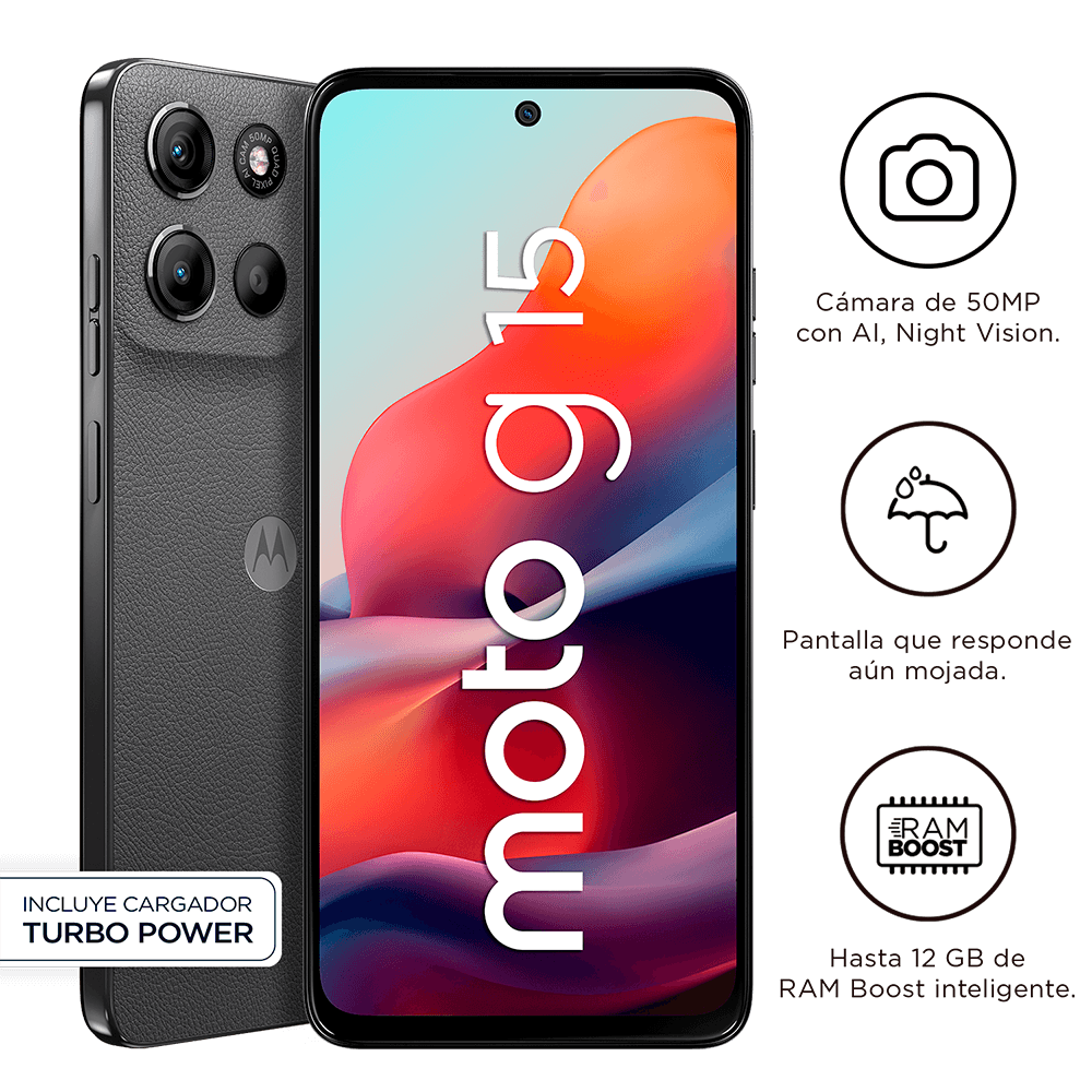 SMARTPHONE MOTOROLA MOTO G15, PANTALLA: 6.7"/LCD/FHD+/60HZ, SO: ANDROID 15, COLOR GRIS XT2521-2 - SMART BUSINESS