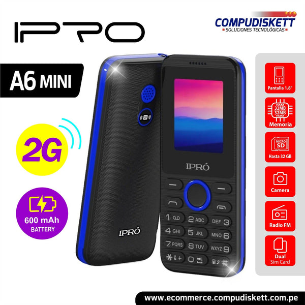 SMARTPHONES IPRO CELULAR A6MINI 2G BLACK/BLUE DS A6MINI - SMART BUSINESS