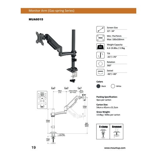 SOPORTE DE ESCRITORIO FREELIFT MUA8014B PARA 2 MONITORES DE 13'' A 34'', AJUSTABLE, GIRATORIO, MONTAJE VESA, IDEAL PARA OFICINA, ESTUDIO O SETUP GAMER MUA8014B - SMART BUSINESS