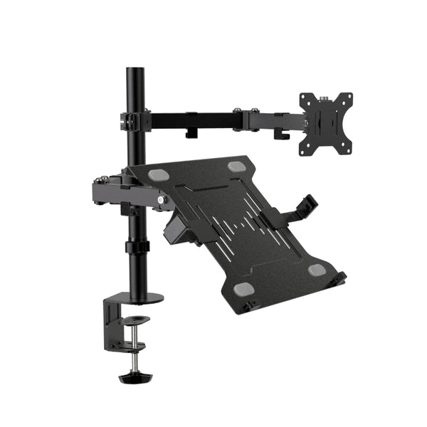 SOPORTE PARA MONITOR Y LAPTOP KMM - 301 – PANTALLAS 13 - 32'', LAPTOPS 10 - 15.6'', ROTACIÓN 180°, INCLINACIÓN 45°, NEGRO KMM-301 - SMART BUSINESS