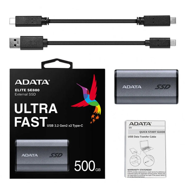 SSD EXTERNO ADATA SE880, 500GB, USB-C 3.2, GRIS - SMART BUSINESS