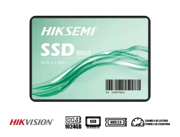 SSD HIKSEMI WAVE 1TB 2.5" SATA III – 550MB/S LECTURA, 470MB/S ESCRITURA, 3D NAND, 340TBW, ALTA DURABILIDAD PARA PC Y CONSOLAS HS-SSD-WAVE(S)1024G - SMART BUSINESS