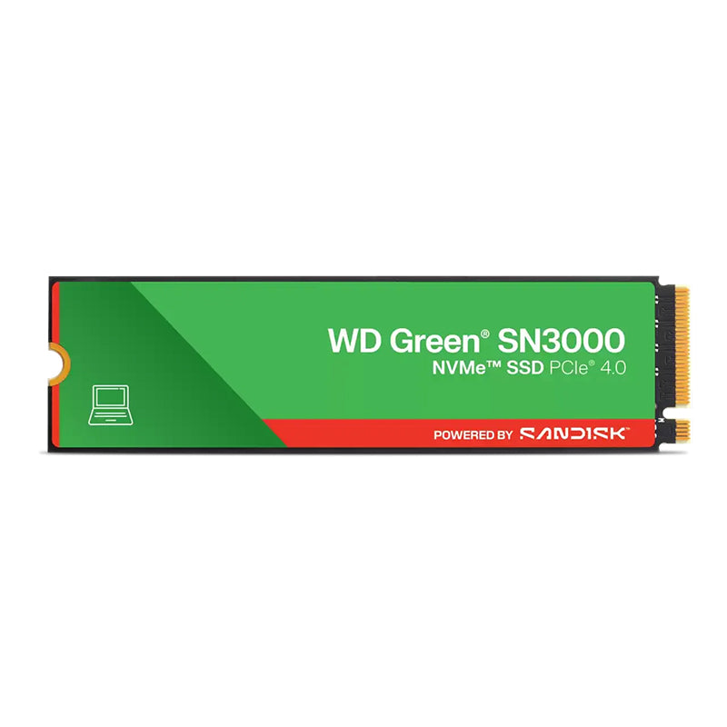SSD INTERNO WD GREEN SN3000 1 TB (WDS100T4G0E) PCIE GEN4 NVME M.2 2280 – VELOCIDAD HASTA 5 000 MB/S, QLC, IDEAL PARA PC Y LAPTOPS
