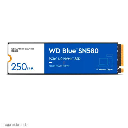 UNIDAD DE ESTADO SOLIDO WESTERN DIGITAL BLUE SN580 NVME 250GB M.2 2280 PCIE GEN4 NVME 1.4B - WDS250G3B0E