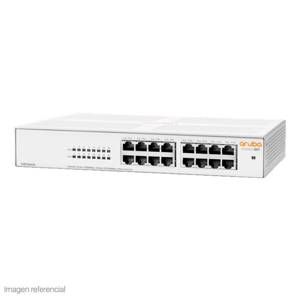 Switch Aruba Gigabit Ethernet Instant On 1430, 16 Puertos RJ - 45 10/100/1000Mbps, 32 Gbit/s, 8192 Entradas - No Administrable R8R47A - SMART BUSINESS