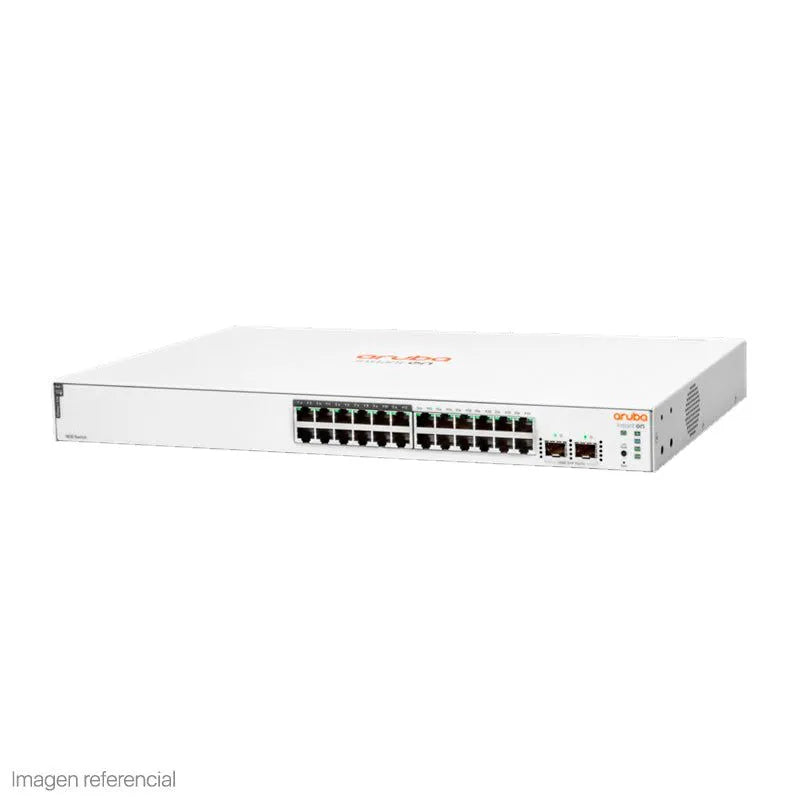 SWITCH ARUBA GIGABIT ETHERNET INSTANT ON 1830 24G, 24 PUERTOS 10/100/1000MBPS (12X POE), + 2 PUERTOS SFP, 195W, 52 GBIT/S, 16.000 ENTRADAS - ADMINISTRABLE - SMART BUSINESS