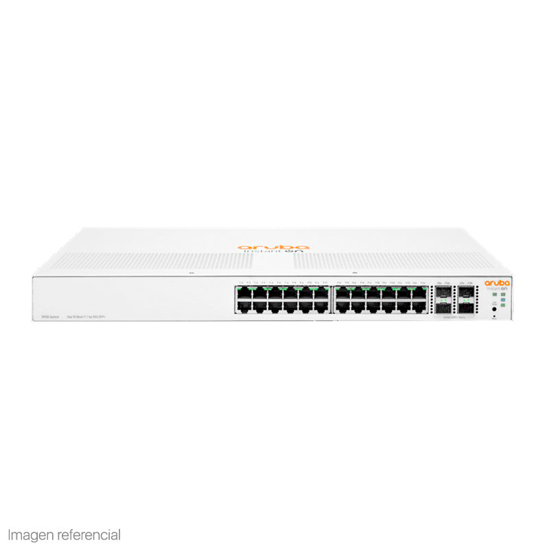 SWITCH ARUBA GIGABIT ETHERNET INSTANT ON 1930, 24 PUERTOS 10/100/1000MBPS + 4 PUERTOS SFP, 128GBIT/S, 16.000 ENTRADAS - ADMINISTRABLE - SMART BUSINESS