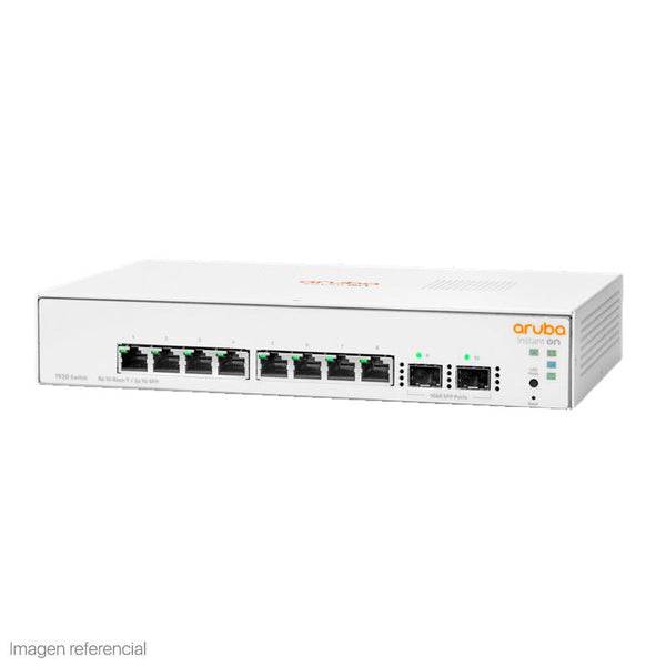 SWITCH ARUBA GIGABIT ETHERNET INSTANT ON 1930, 8 PUERTOS 10/100/1000MBPS + 2 PUERTOS SFP+, 20 GBIT/S, 8000 ENTRADAS - ADMINISTRABLE JL680A - SMART BUSINESS