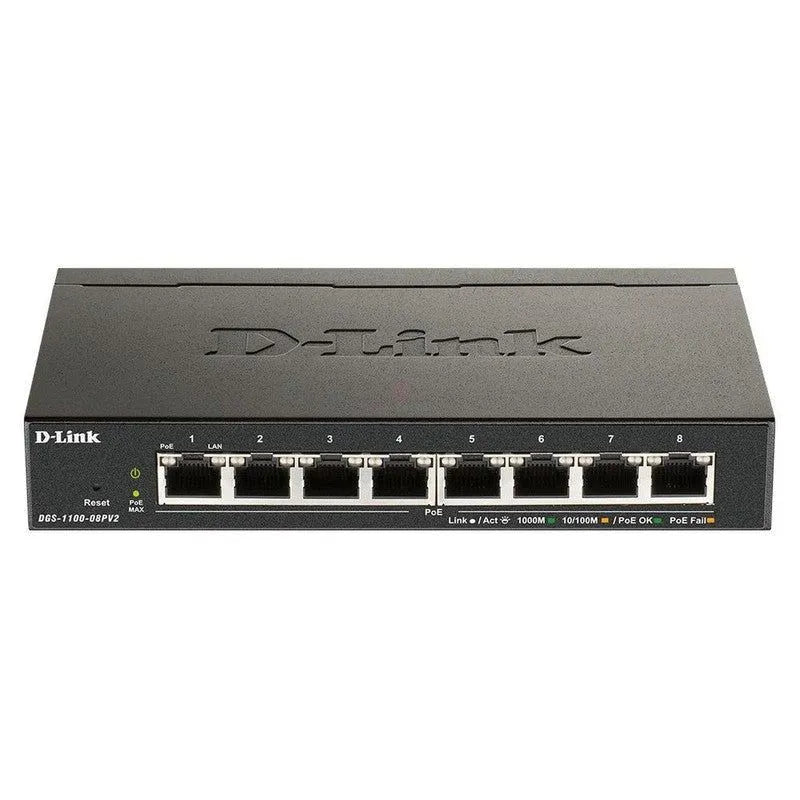 Switch D-Link Dgs-1100-08P, Capa 2, 8 Puertos Rj-45 Lan Gbe, Poe, Auto Mdi/Mdix. - SMART BUSINESS