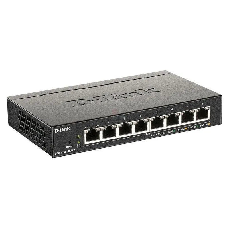 Switch D-Link Dgs-1100-08P, Capa 2, 8 Puertos Rj-45 Lan Gbe, Poe, Auto Mdi/Mdix. - SMART BUSINESS