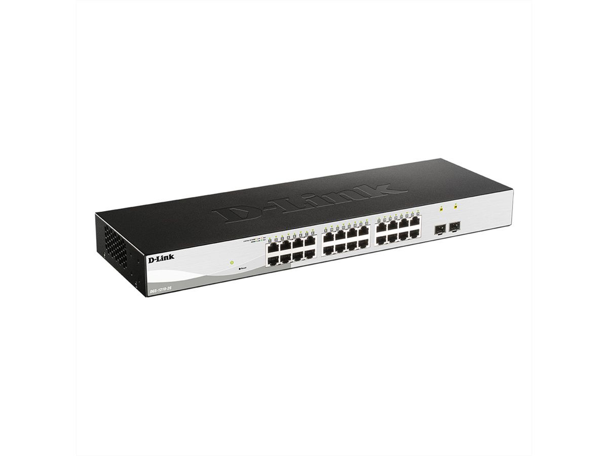 Switch D - Link DGS - 1210 - 26 24 Puertos Gigabit + 2 SFP Smart Managed L2/L3 52Gbps Switching Static Routing IPv6 Ready Modo Vigilancia Montaje en Rack Eficiencia Energética D - Link Gree DGS-1210-26 - SMART BUSINESS