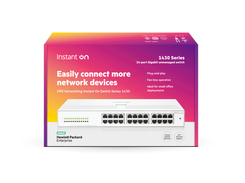 Switch Gigabit HPE Instant On 1430 – 24 Puertos RJ - 45 1 Gb/s, Plug & Play, Sin Administración R8R49A - SMART BUSINESS