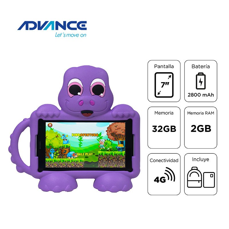 TABLET ADVANCE INTRO TR8990, 7" IPS 1024X600, ANDROID 14 GO, 4G, DUAL SIM, 32GB, RAM 2GB. ADV-TR8990-2 - SMART BUSINESS