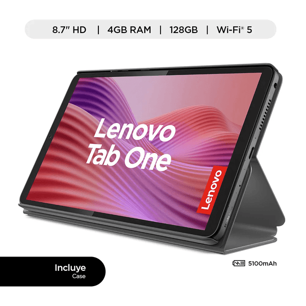 TABLET LENOVO TAB ONE 8.7" HELIO G85 4GB RAM 128GB ALMACENAMIENTO + FUNDA FOLIO, PANTALLA HD, ANDROID, DISEÑO COMPACTO Y LIGERO ZAF00112PE - SMART BUSINESS