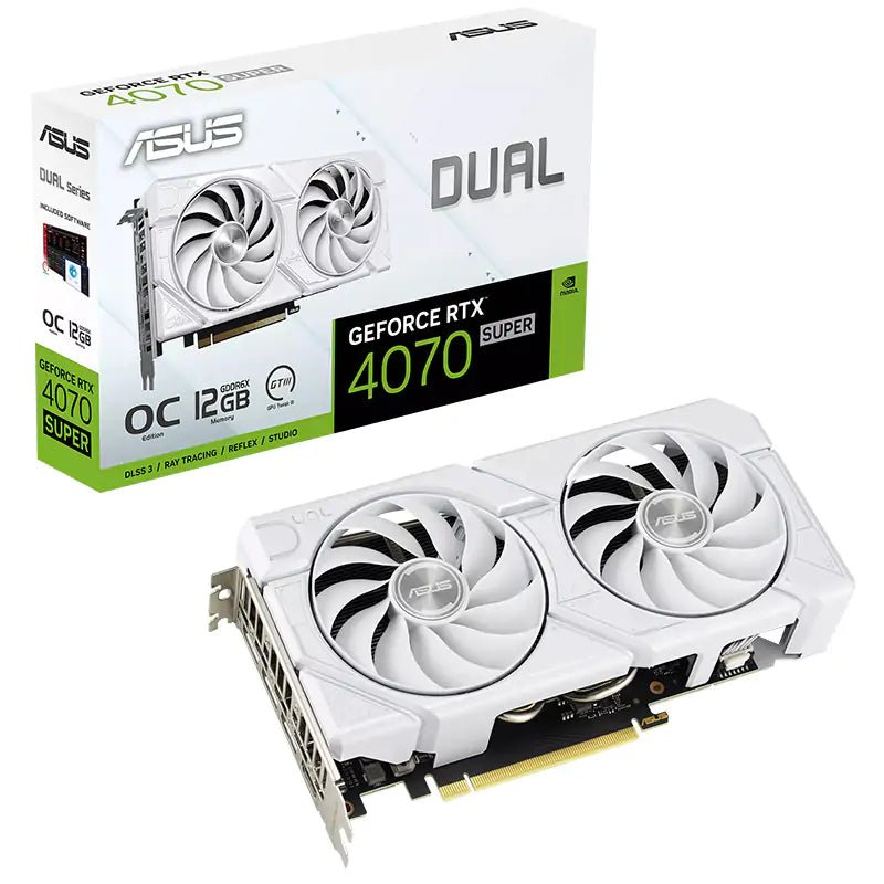 TARJETA DE VIDEO ASUS DUAL - RTX4070S - O12G - EVO - WHITE 12GB GDDR6X, PCIE 4.0 DUAL-RTX4070S-O12G-EVO-WHITE - SMART BUSINESS