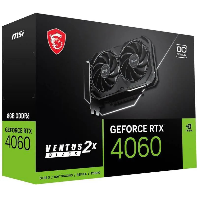 Tarjeta de video MSI GeForce RTX 4060 VENTUS 2X BLACK 8G OC, 8GB GDDR6, PCIe Gen 4.0 x8 - SMART BUSINESS