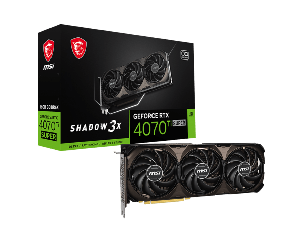 TARJETA DE VIDEO MSI RTX 4070 TI SUPER SHADOW 3X OC 16GB GDDR6X (RTX - 4070TISUPER16GBSHADOW) GEFORCE NVIDIA 256 BITS, 3 VENTILADORES RTX4070TI SUPER16G SHADOW 3XOC - SMART BUSINESS