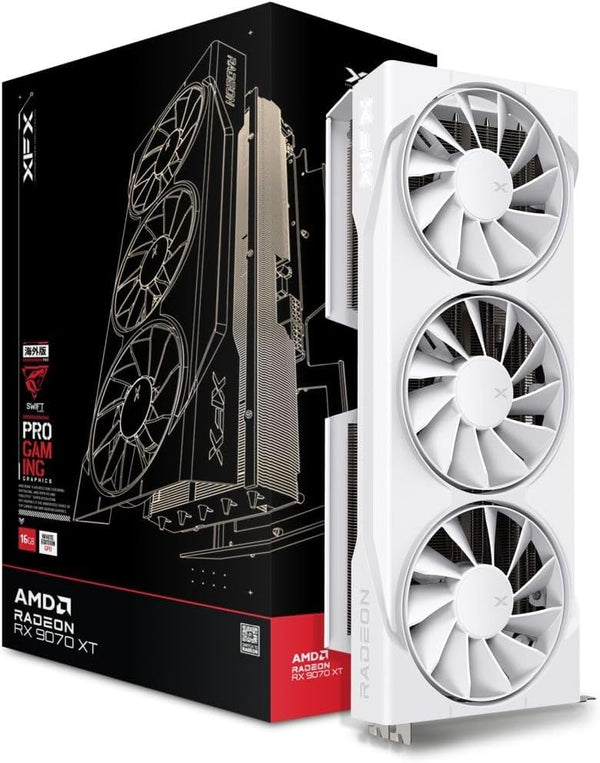 TARJETA DE VIDEO XFX SWIFT AMD RADEON RX 9070XT WHITE TRIPLE FAN GAMING, 16GB DDR6, PCIE5 RX-97TSWF3W9 - SMART BUSINESS