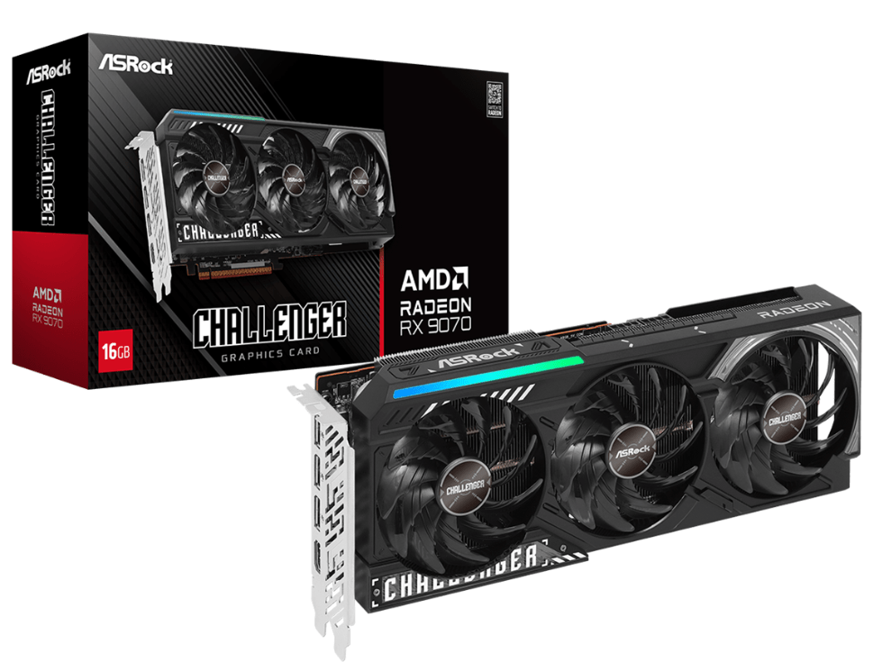 TARJETA GRÁFICA ASROCK RADEON RX 9070 CHALLENGER – 16 GB GDDR6, BOOST HASTA 2520 MHZ, PCIE 5.0, TRIPLE VENTILADOR, 3X DISPLAYPORT 2.1 + HDMI 2.1 RX9070 CL 16G - SMART BUSINESS