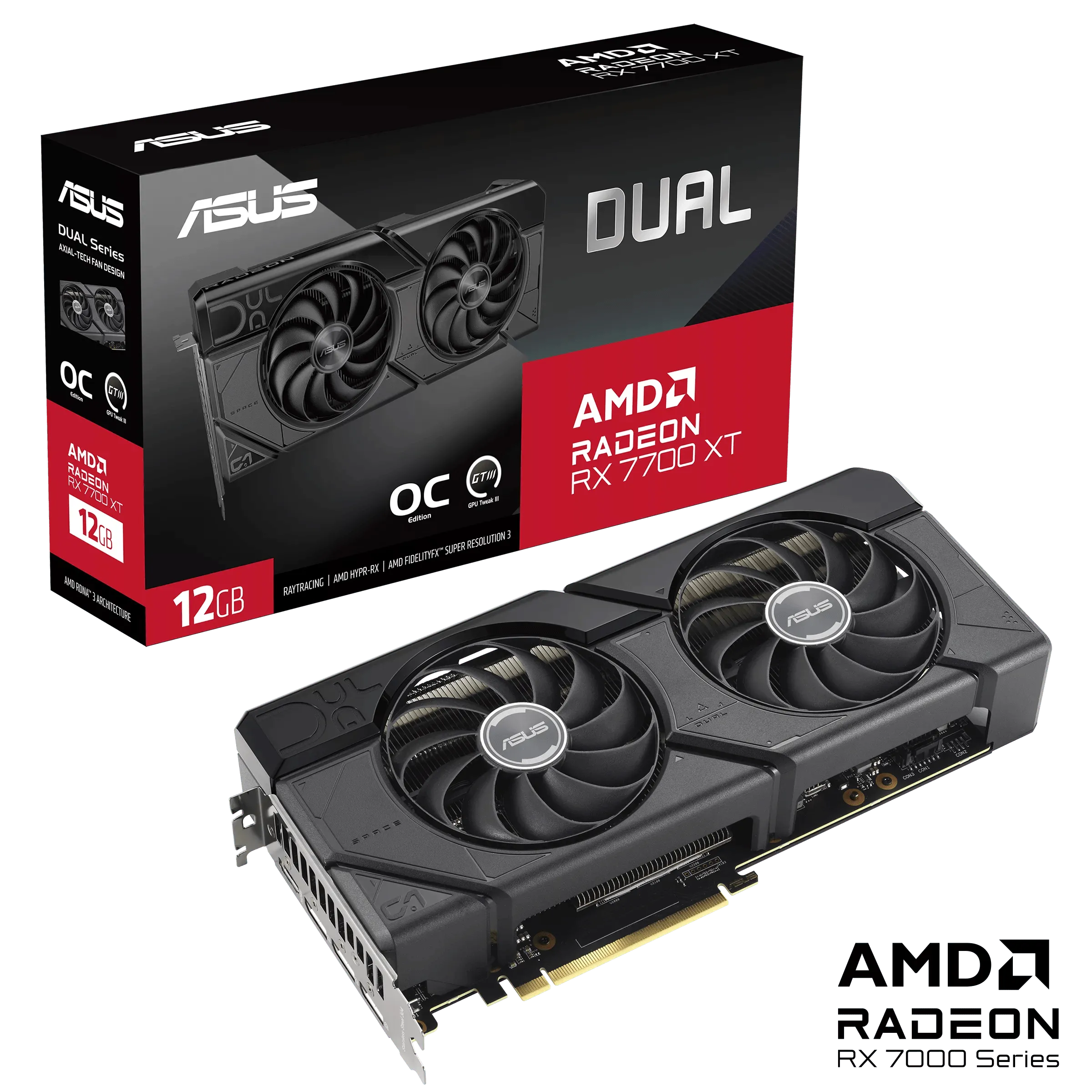 TARJETA GRÁFICA ASUS AMD RADEON RX 7700 XT DUAL OC, 12GB GDDR6, 192-BIT, PCI EXPRESS 4.0 - SMART BUSINESS