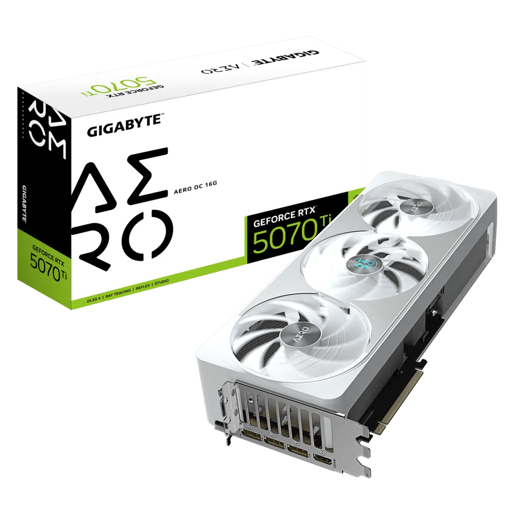 TARJETA GRÁFICA GEFORCE RTX™ 5070 TI AERO OC 16G - RENDIMIENTO SUPERIOR PARA GAMING Y CREACIÓN DE CONTENIDO EN ALTA DEFINICIÓN GV-N507TAERO OC-16GD - SMART BUSINESS