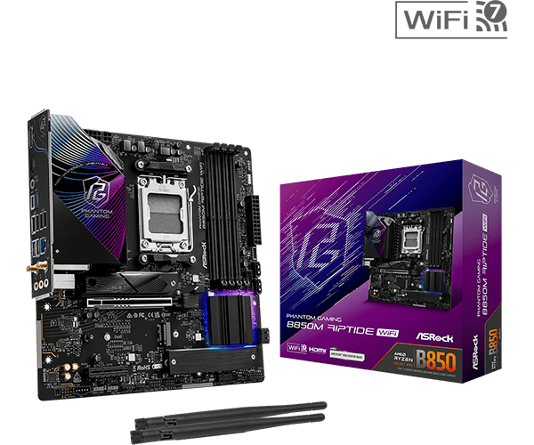 TARJETA MADRE ASROCK B850M RIPTIDE WIFI CHIPSET AMD B850 SOCKET AM5 FORMATO MATX B850M RIPTIDE WIFI - SMART BUSINESS