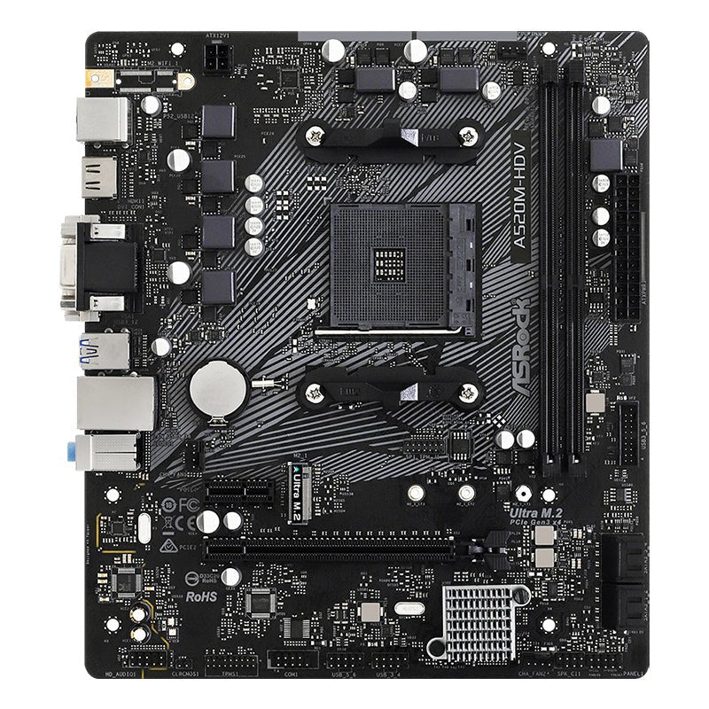 TARJETA MADRE ASROCK MICRO ATX A520M - HDV, SOCKET AM4, CHIPSET AMD A520, HDMI, HASTA 64GB DDR4, NO COMPATIBLE CON RYZEN 5 3400G Y RYZEN 3 3200G A520M-HDV - SMART BUSINESS