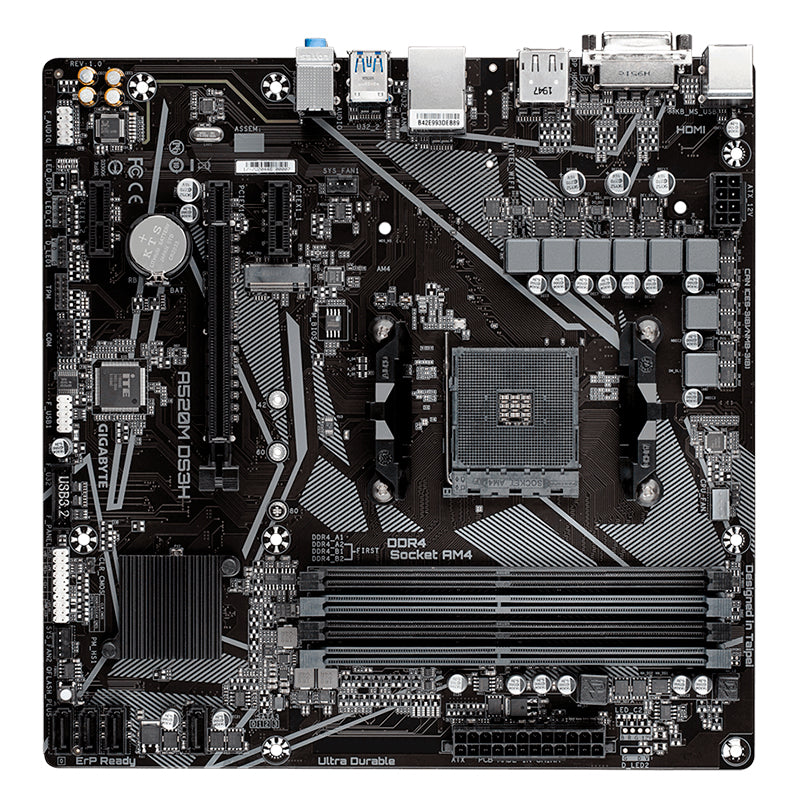 TARJETA MADRE GIGABYTE MICRO ATX A520M DS3H (REV. 1.0), S-AM4, AMD A520, HDMI, 128GB DDR4 PARA AMD ― NO ES COMPATIBLE CON RYZEN 5 3400G Y RYZEN 3 3200G - SMART BUSINESS