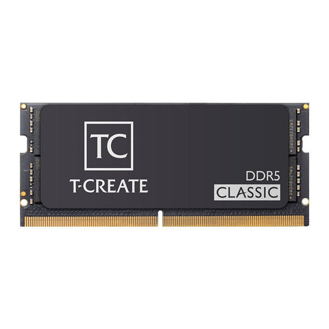 Memoria RAM TEAMGROUP T-CREATE CLASSIC CTCCD516G5600HC46A-S01 16GB DDR5 SO-DIMM negra, vista frontal