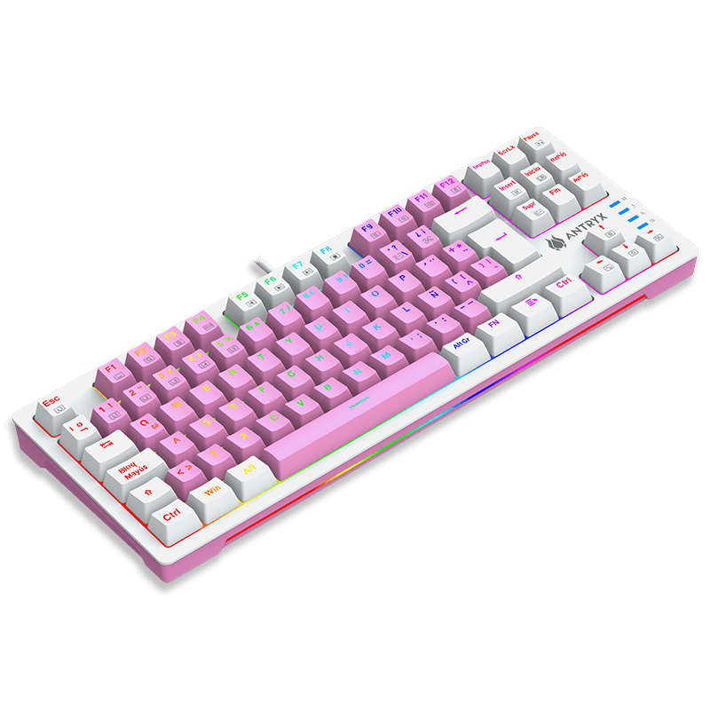 TECLADO ANTRYX GAMING MECANICO CHROME STORM MK840 PINK, SWITCH BLUE (AMK-CS840PBL-SP) - SMART BUSINESS