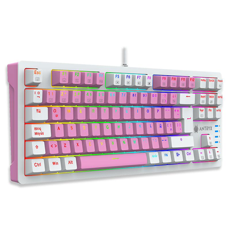 TECLADO ANTRYX GAMING MECANICO CHROME STORM MK840 PINK, SWITCH BLUE (AMK-CS840PBL-SP) - SMART BUSINESS