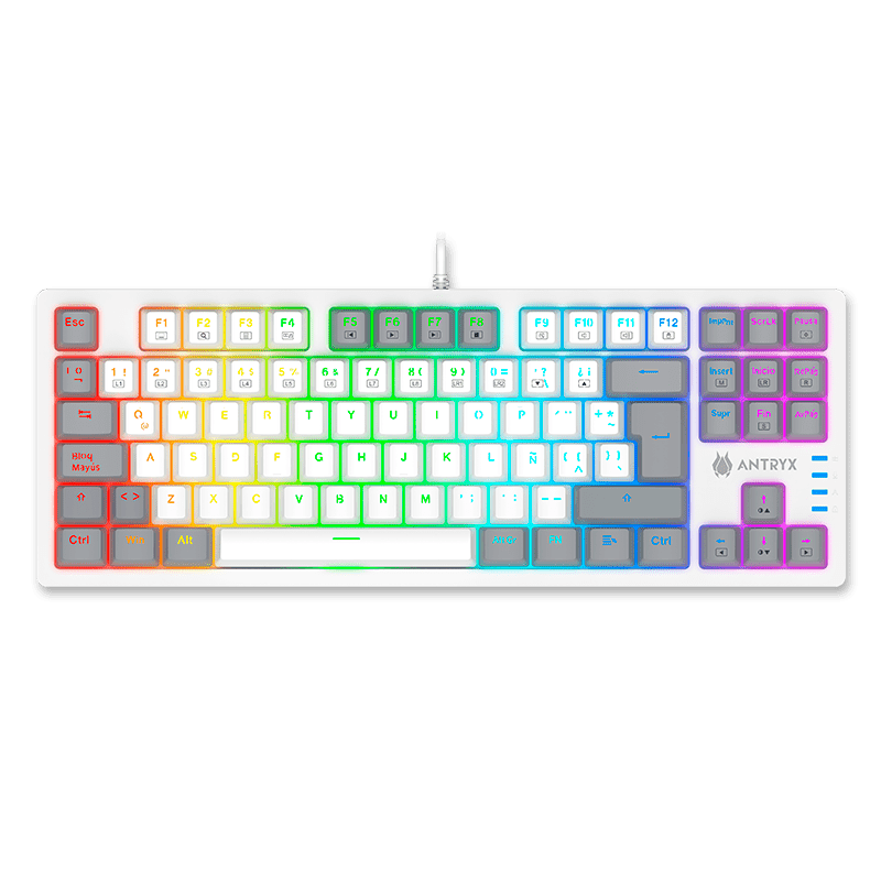 TECLADO ANTRYX MECANICO TKL MK840L WHITE & GRAY | SWITCH BLUE (AMK - CS840LWGBL - SP) AMK-CS840LWGBL-SP - SMART BUSINESS