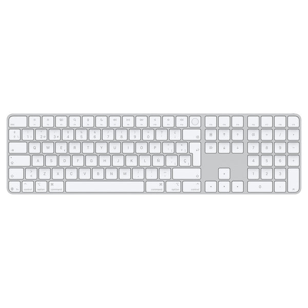 TECLADO APPLE MAGIC KEYBOARD CON TECLADO NUMÉRICO MODELO MQ052LE A BLANCO Y SILVER INALÁMBRICO QWERTY MQ052LE/A - SMART BUSINESS