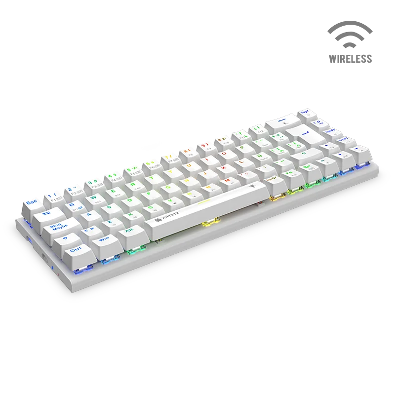 Teclado Gamer Inalambrico Antryx Mk-825 Trix White(amk-825txwbl-sp) Mecanico, Switch Blue, Led Rgb, Blanco - SMART BUSINESS