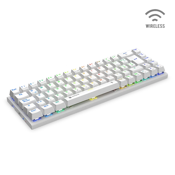 Teclado Gamer Inalambrico Antryx Mk-825 Trix White(amk-825txwbl-sp) Mecanico, Switch Blue, Led Rgb, Blanco - SMART BUSINESS