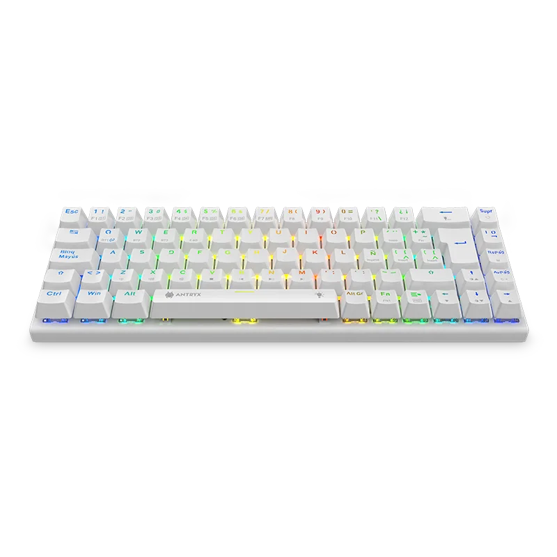 Teclado Gamer Inalambrico Antryx Mk-825 Trix White(amk-825txwbl-sp) Mecanico, Switch Blue, Led Rgb, Blanco - SMART BUSINESS