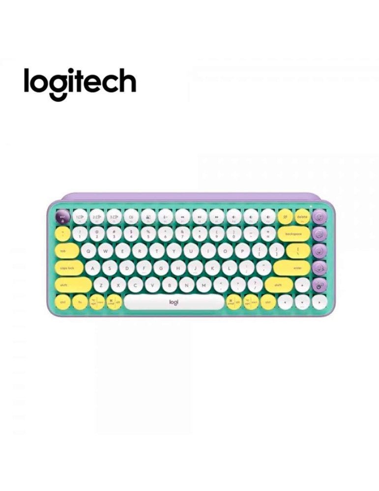 TECLADO LOGITECH INALAMBRICO MECANICO POP KEYS | MULTI DIVICE | FRESH VIVES - LILA / GREEN (920 - 010714) 920-010714 - SMART BUSINESS