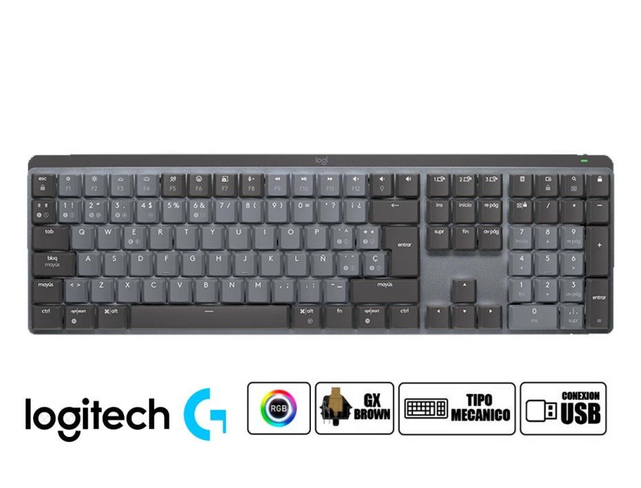 TECLADO LOGITECH INALAMBRICO MX MECHANICAL, CON SENSOR DE RETROILUMINACION Y SENSOR DE LUZ AMBIENTAL, RECARGABLE POR PUERTO USB - C, NEGRO (920 - 010845) 920-010845 - SMART BUSINESS