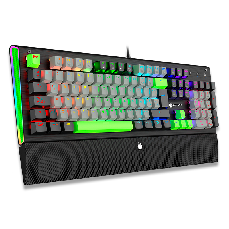 TECLADO MECANICO ANTRYX MK ZIGRA EVO BLACK &  GRAY, RED SWITCH (AMK-900KRE-SP) - SMART BUSINESS