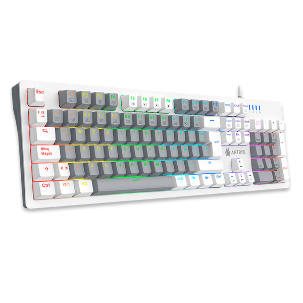 TECLADO MECANICO ANTRYX MK860L WHITE & GRAY, RED  SWITCH (AMK-CS860LWGRE-SP) - SMART BUSINESS