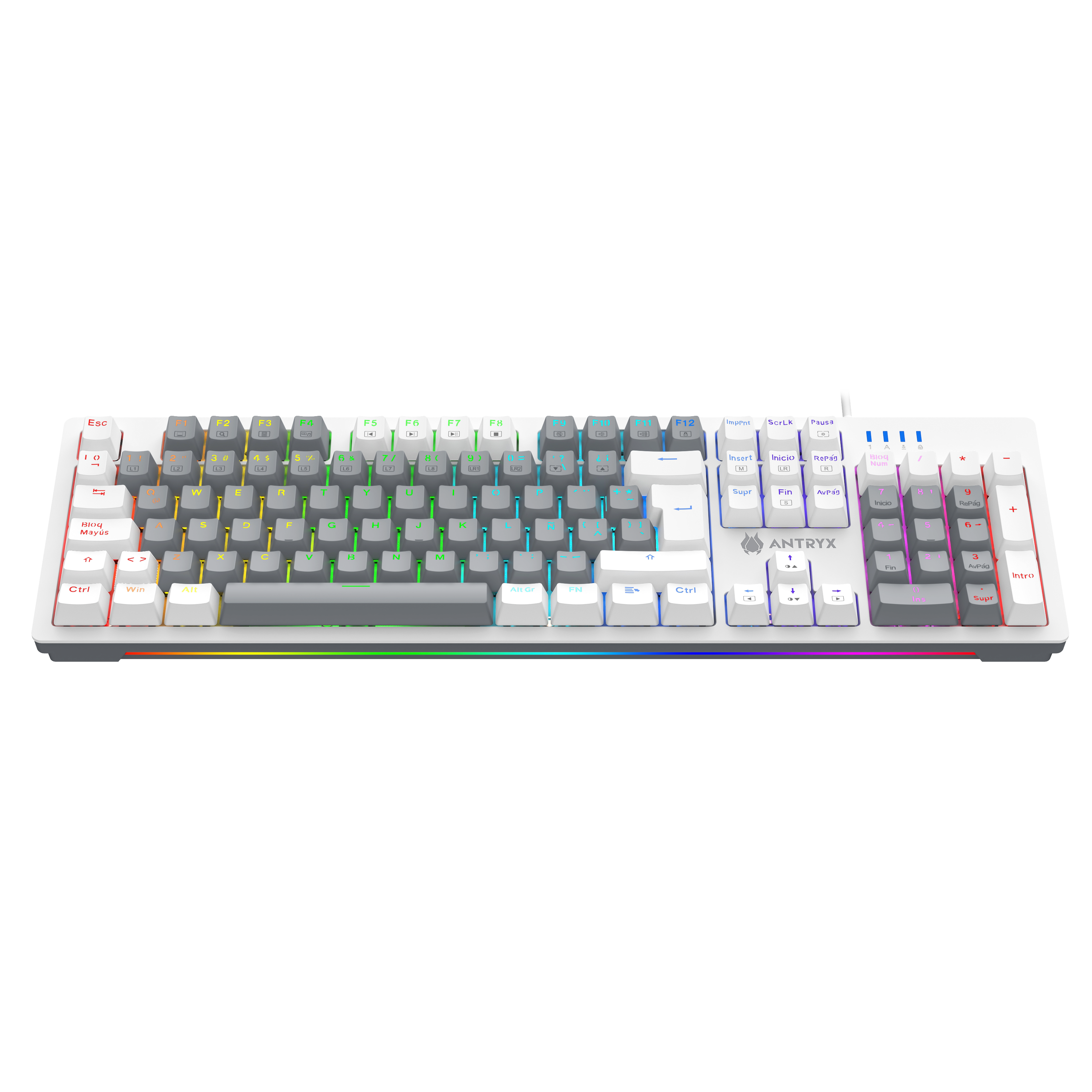 TECLADO MECANICO ANTRYX MK860L WHITE & GRAY, RED  SWITCH (AMK-CS860LWGRE-SP) - SMART BUSINESS