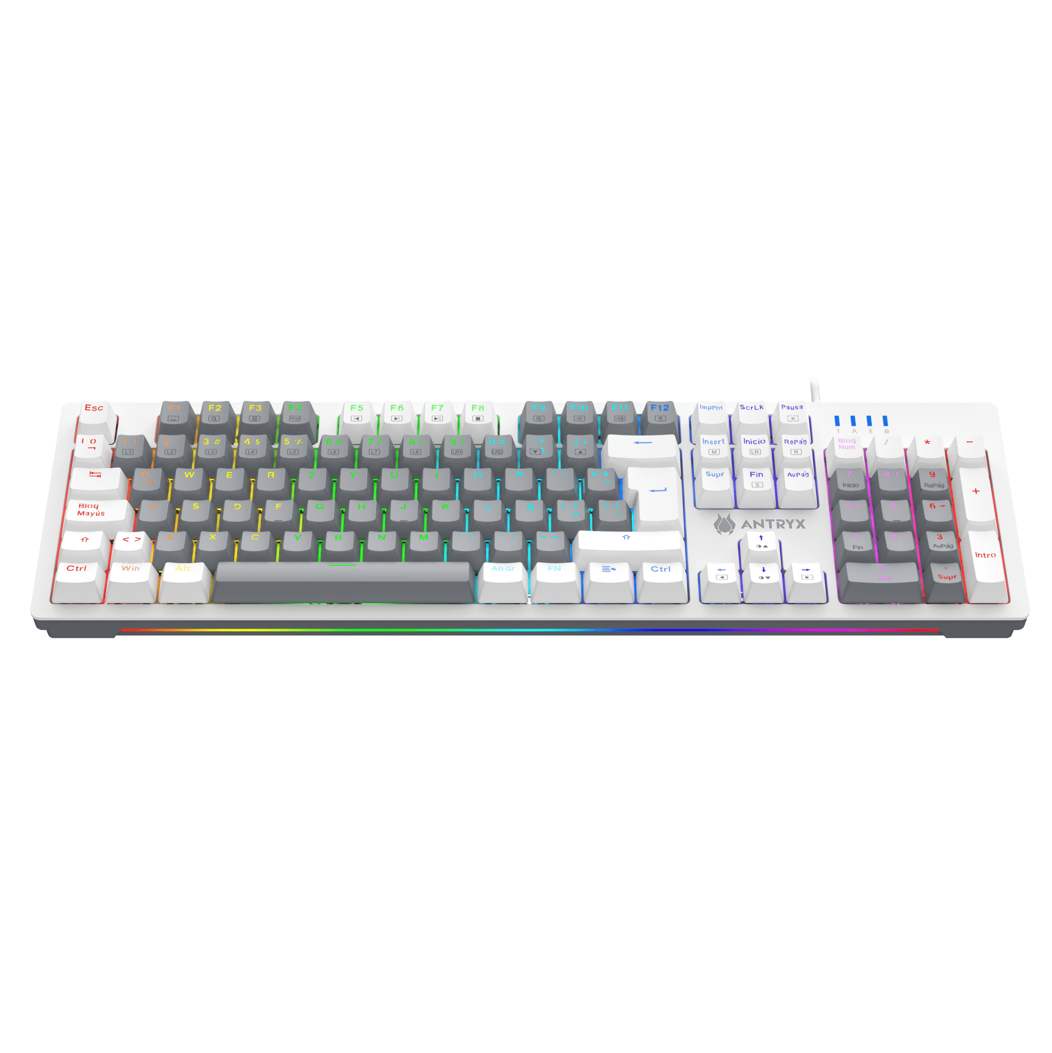 TECLADO MECANICO ANTRYX MK860L WHITE & GRAY, BLUE  SWITCH (AMK - CS860LWGBL - SP) AMK-CS860LWGBL-SP - SMART BUSINESS