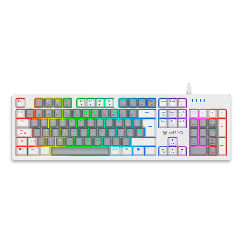 TECLADO MECANICO ANTRYX MK860L WHITE & GRAY, RED  SWITCH (AMK - CS860LWGRE - SP) AMK-CS860LWGRE-SP - SMART BUSINESS